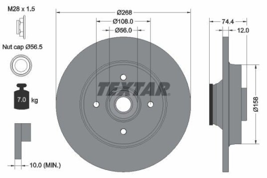 Bremseskive TEXTAR 92168703
