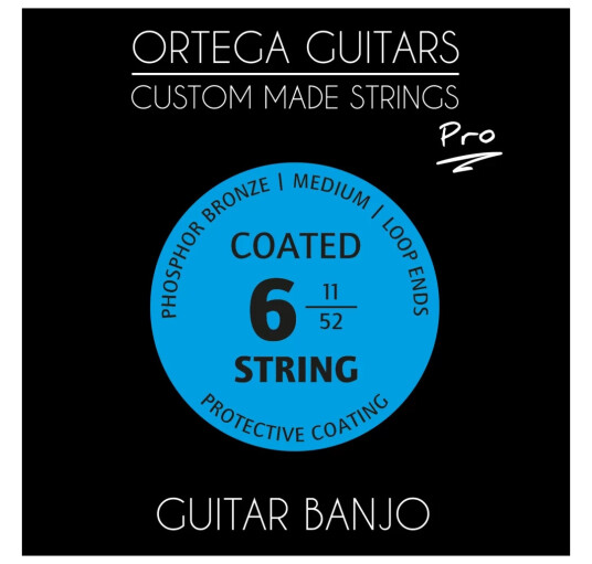 Ortega GBJP-6 Strengesett 6-str. Banjo Coated Phosphor Bronze