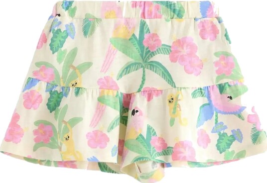 Lindex Skort In Slub Jersey With Frill Trim Cream 98/104