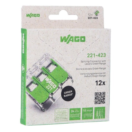 Wago Serie 221 Green Range 3x4mm² 12stk Wago Serie 221 Green Range 3x4mm² 12stk