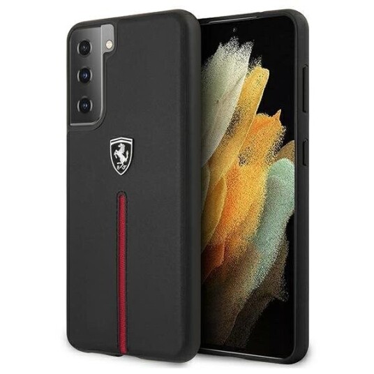 Ferrari Off Track Hardcase til Samsung Galaxy S21 Svart Lær/Nylon Stripe