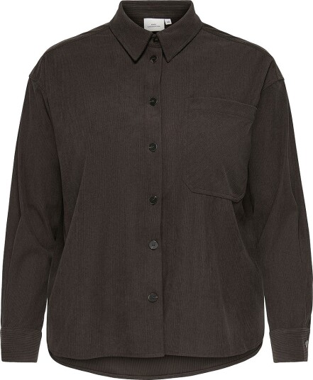 Only Carmakoma Manchester skjorte Carlayla L/S Button Corduroy Shirt Brun Only Carmakoma Manchester skjorte Carlayla L/S Button Corduroy Shirt Brun