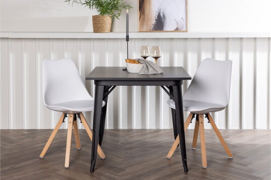 Venture Home Spisegruppe Tudera 80 cm Rektangulær med 2 Zeno Stoler Svart