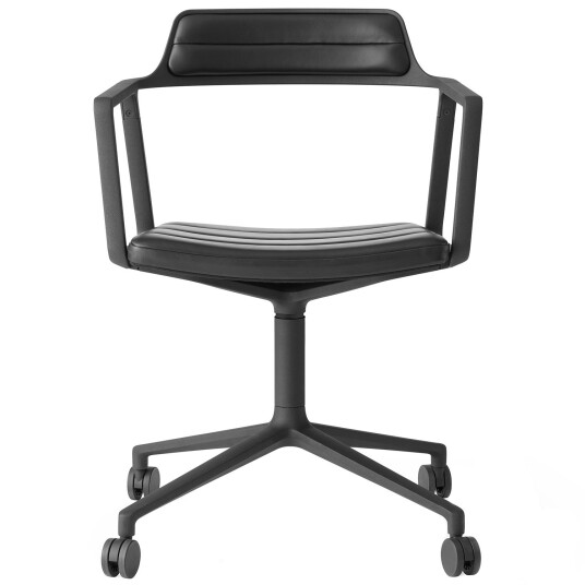 Vipp 452 Svingstol med Hjul Pudderlakkert Aluminium / Sort Skinn Vipp 452 Svingstol med Hjul Pudderlakkert Aluminium / Sort Skinn