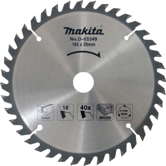 Makita D-03349 165 mm Sagblad for Tre med 40 Tenner