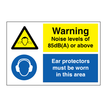 Jo Safety Warning Noise levels of 85 dB (A) or above IMO Combi sign 120030 Jo Safety Warning Noise levels of 85 dB (A) or above IMO Combi sign 120030