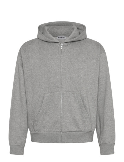 Weekday Loose Fit Zip Hoodie - Grey - S