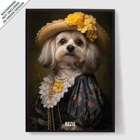 Namly Design Personalisert Plakat Kjæledyr Dame av den Gule Rosen AI Plakat POSTERNEVVG2