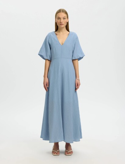 Selected Slwmaddie Ss Closed Back Midi Dress Noos Blue 40