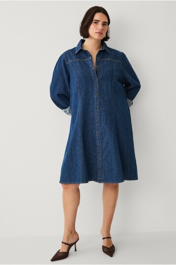 Ellos Plus collection   Denimkjole med puffermer   Blå