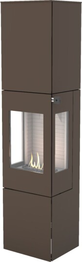 Nexo 185 mocca frittstående biopeis med sideglass og ståldør Nexo 185 mocca frittstående biopeis med sideglass og ståldør