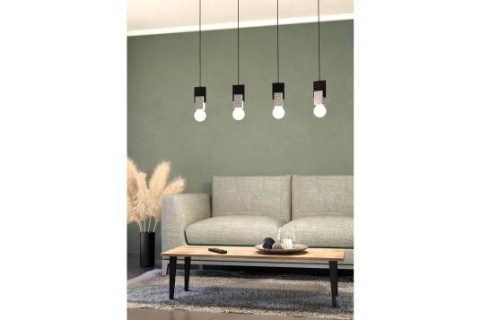 Eglo Takpendel Eglo Lobatia med 4 Lamper Svart/Grå/Hvit