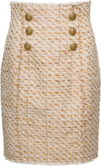Balmain Dame Skjørt Beige L, Balmain Dame Skjørt Beige L,