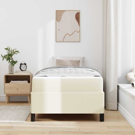 Sengestamme med madrass Krem 80 x 200 cm stoff