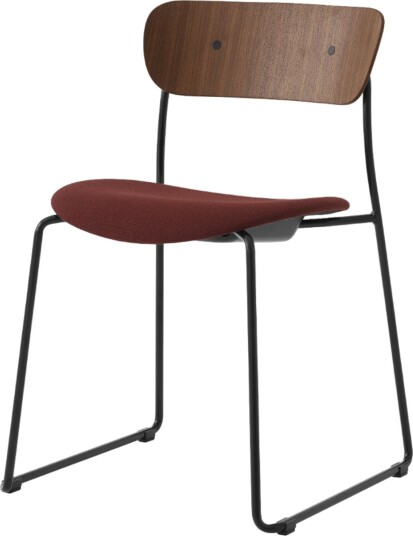 &Tradition Pavilion AV52 Spisestol med Trukket Sete Sort/ Fiord