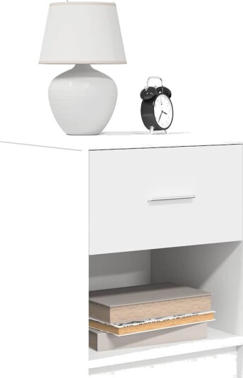  Nattbord 2 stk med skuff hvit 40x34x50 cm