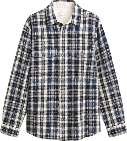 Gant Twill Check Overshirt Navy S