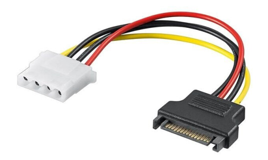Pro SATA til 5.25" Strømadapter, 17 cm - Gul/Rød/Svart