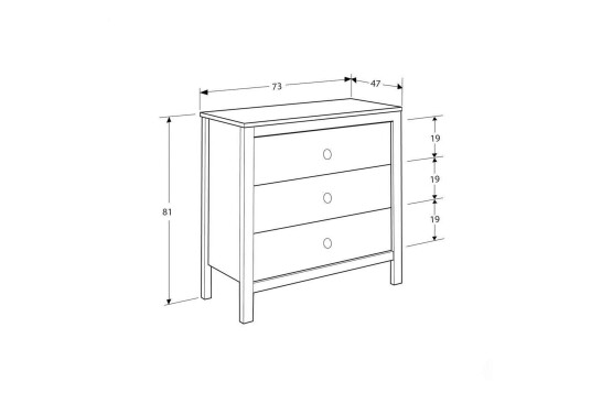 Seban Kommode 73 cm Hvit