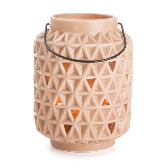Enjoy Design Lyslykt m/håndtak i fersken struktur H:14cm