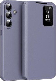 Samsung Galaxy S26 FE Smart Clear View Flip-etui med kortspor - grå-lilla