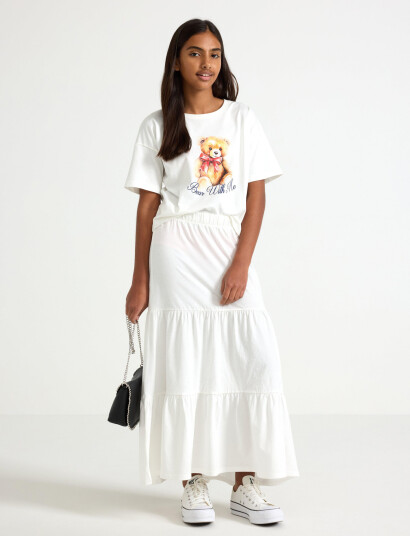 Lindex Skirt Maxi Jersey White 134