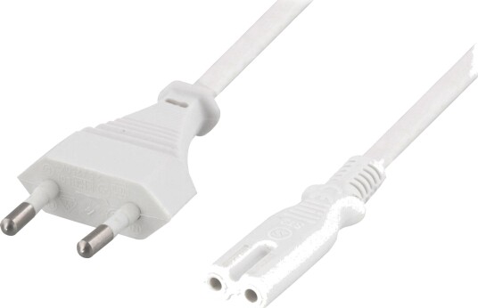 Deltaco Europlug til IEC C7 Strømkabel 1 m Hvit Deltaco Europlug til IEC C7 Strømkabel 1 m Hvit