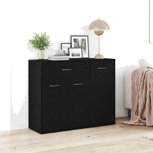  Skjenk svart eik 88x30x70 cm konstruert tre