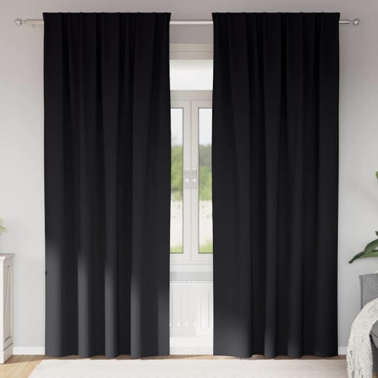 Gardiner med gardiner 2 pcs Svart 225x140cm Polyester