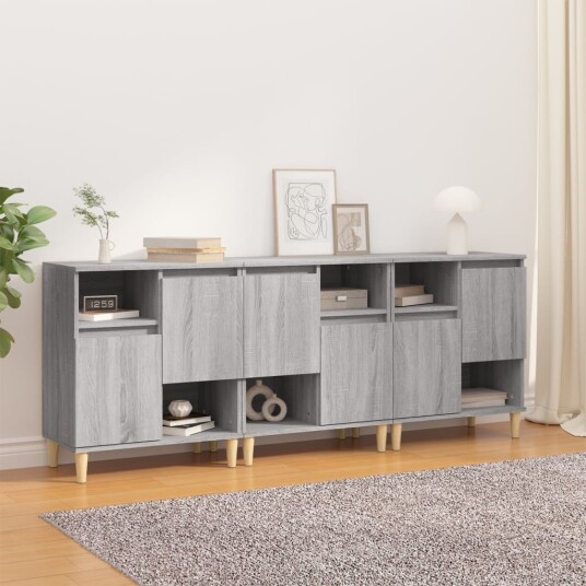 vidaXL Skjenker 3 stk grå sonoma 60x35x70 cm konstruert tre vidaXL Skjenker 3 stk grå sonoma 60x35x70 cm konstruert tre