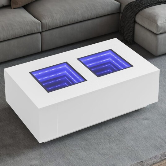 Salongbord med Infinity LED hvit 116x69x40 cm 8721102690969