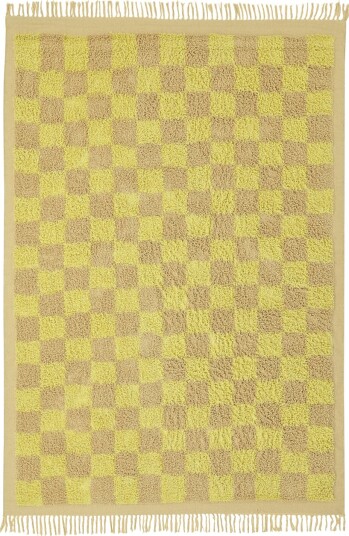 Ryetepper Elsey Natural Cotton Shaggy gul/beige Størrelse: 240 x 340 cm