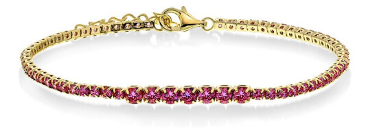 Pan Jewelry, Armbånd i forgylt 925 sølv med rosa zirkonia Pan Jewelry, Armbånd i forgylt 925 sølv med rosa zirkonia