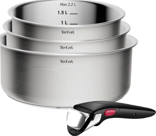 Tefal Ingenio Emotion Brushed kasserollesett 4 deler uten belegg