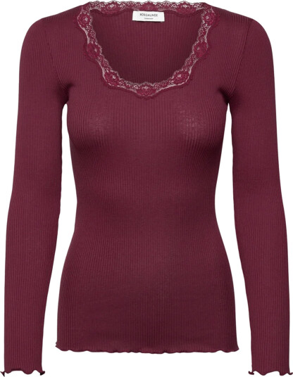 Rosemunde Babette Silk T Shirt W/ Lace Burgunder XS