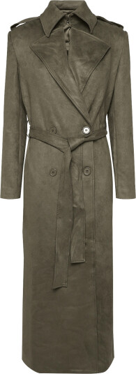 Bardot Kira Vegan Suede Trench Coat - Khaki green - 34
