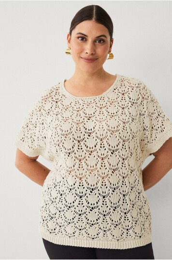Zizzi - Topp Smummer 1/2 Pullover - Beige