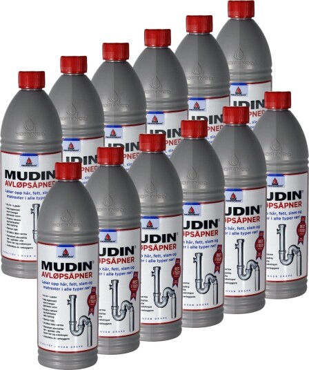 Norenco Mudin Avløpsåpner 1 Liter - 12 Stykk | Testvinner Norenco Mudin Avløpsåpner 1 Liter - 12 Stykk | Testvinner