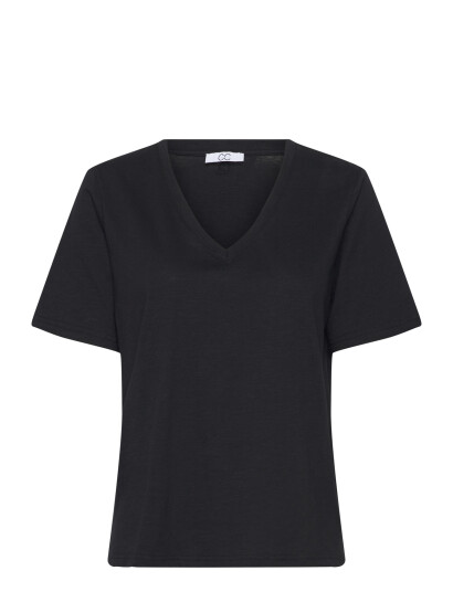Coster Copenhagen Cc Heart Basic Regular V Neck T Shi   Black   XS