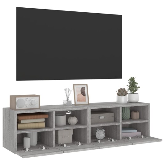 vidaXL Vegghengte TV-benker 2 stk grå sonoma 60x30x30cm konstruert tre 8721012254497 vidaXL Vegghengte TV-benker 2 stk grå sonoma 60x30x30cm konstruert tre 8721012254497