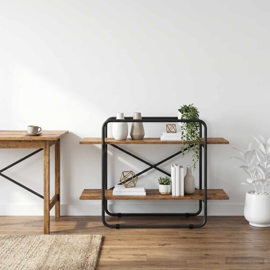 vidaXL Bokhylle 2 nivåer 100 x 35 x 70 cm PB Eiketre