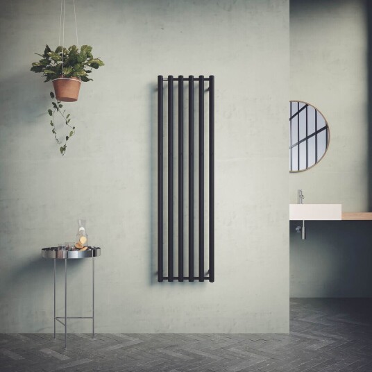 Nordhem Rosendal Håndkletørker 420x1500 mm, Vann/Strøm, Sort Matt