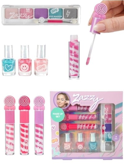 Zazzy Sminkesett Med Neglelakk Og Lipgloss 7 Deler Zazzy Sminkesett Med Neglelakk Og Lipgloss 7 Deler