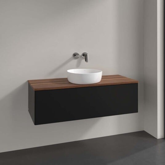 Villeroy & Boch  Antao Servantskap med 1 skuff 120x50x36 cm u/lys Sort Matt/Valnøtt