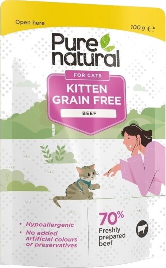 Purenatural våtfôr Kitten Grain Free Kornfritt Våtfôr til Kattunger Beef 100 g