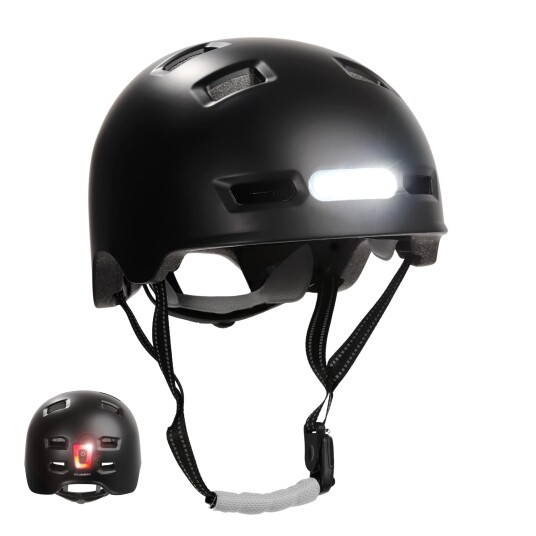 Crazy Safety Urban bicycle and skater helmet with front and rear lights Black M 54 57cm CS240201