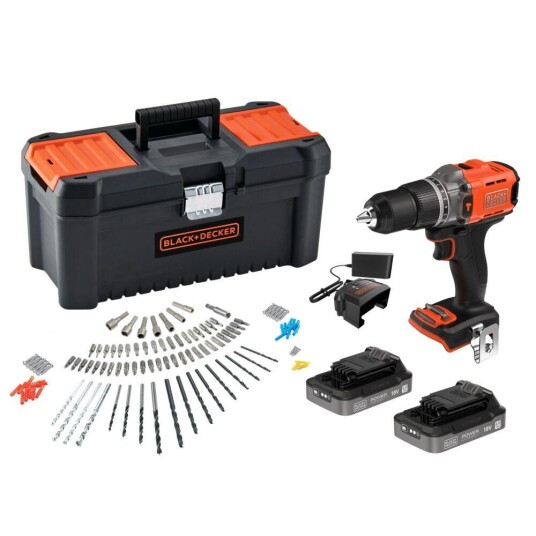Black & Decker BCD383D2TA Drillsett 18V Med 2 batterier 120 Deler
