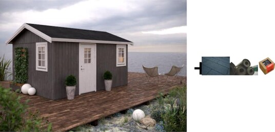 Anneks Palmako Hedwig 13,6 m2 med Shingel Papp og Spiker