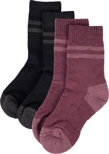 Lindberg Vandra Sokker Merinomix 2 pack Black/Dry Rose 25 28
