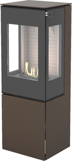 Nexo 120 mocca frittstående biopeis med sideglass og glassdør